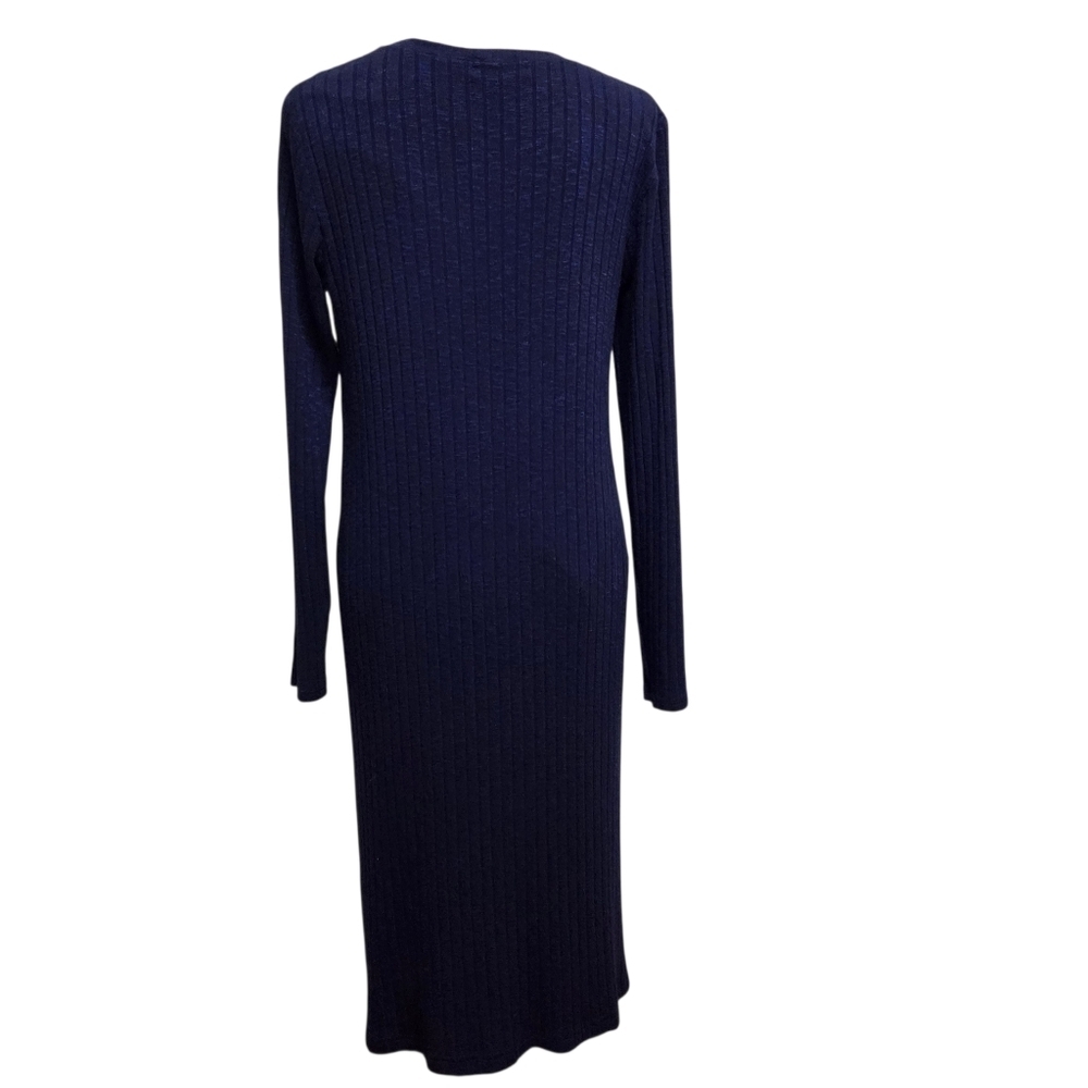 Michael Stars Dress Ivy Ribbed Crewneck Midi Dress Moziac Blue Medium - Picture 4 of 10
